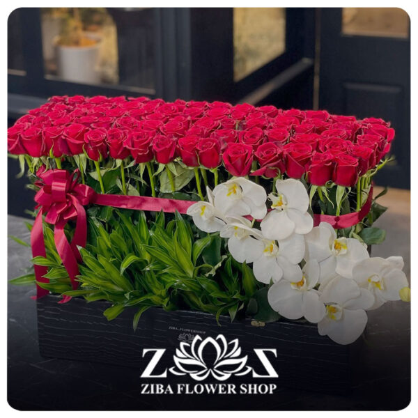 سبد گل رز و ارکیده