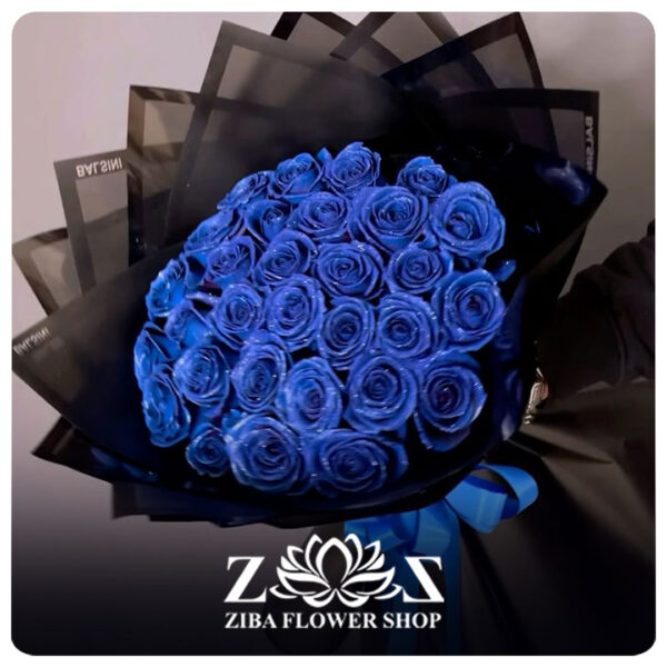 دسته گل رز آبی شایندار